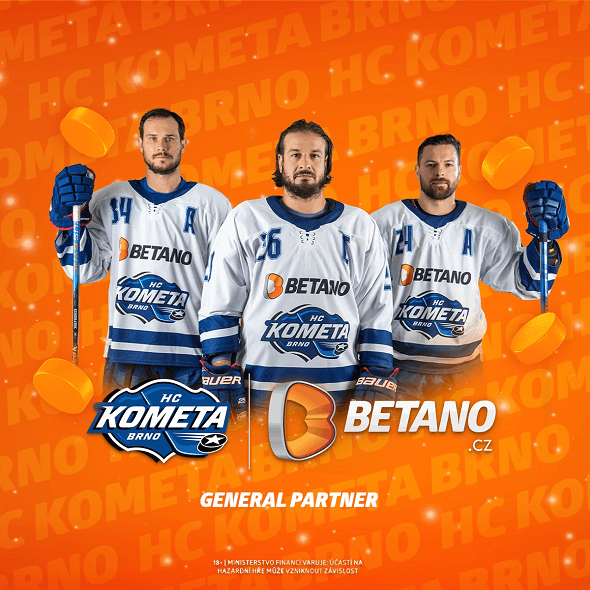 Betano nově sponzoruje také hokejový klub HC Kometa Brno